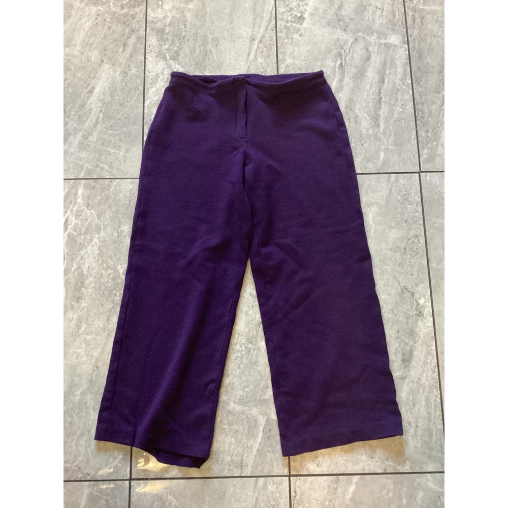 EILEEN FISHER Petite Purple Wool Blend Wide Leg Cropped Pants PS - Picture 1 of 5